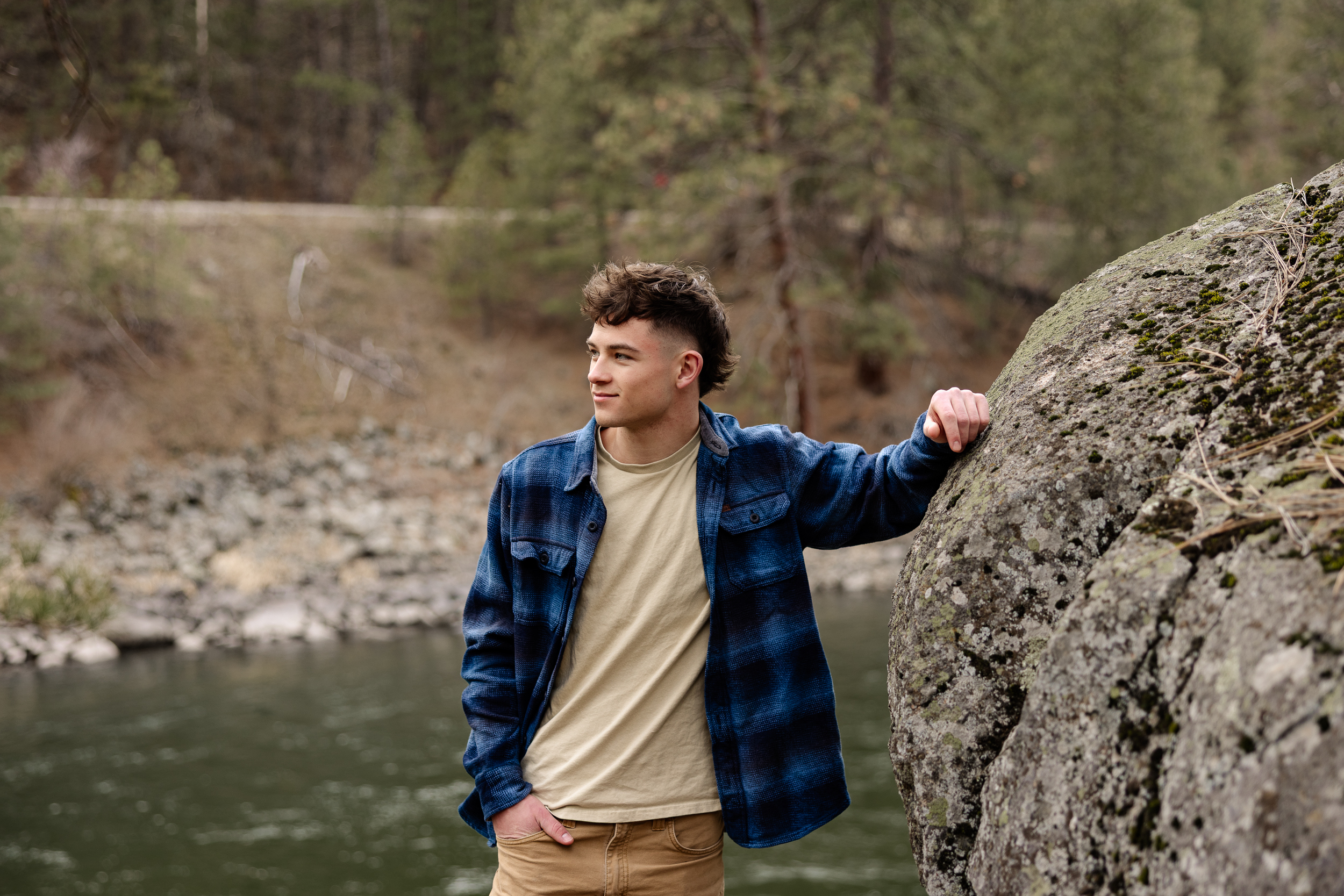 Senior portrait on the payette river in Boise